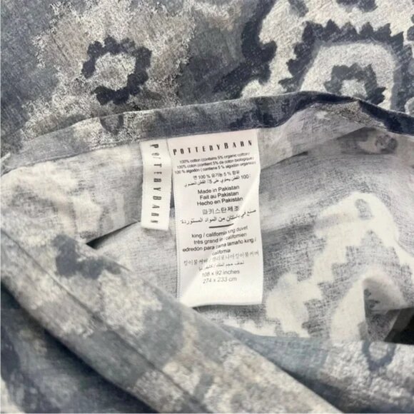 Pottery Barn Giovanna Medallion Percale KING Duvet Cover Blue 108x92 – Pre-Owned - Picture 8 of 11